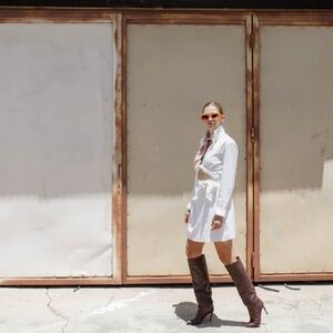 Sovere NEW Alto Wrap And Tie Shirt Dress In Chalk